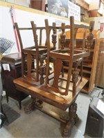 ANTIQUE DINING TABLE WITH 4 CHAIRS NEED TLC