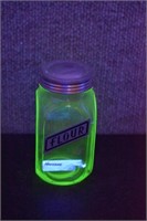 VTG Hocking Uranium Glass Flour Canister