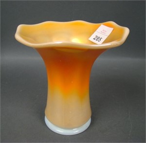 Imperial Marigold/ Milk Glass Interior Panels Vase