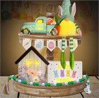 Hexagram Lighted Up Easter Tiered Tray Decor