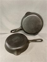 Griswold No. 3 and 4 Cast Metal Frying Pans