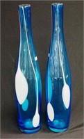 Pair Studio Glass bottle shaped vases