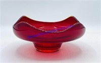 Folded Edge Ruby Red Viking Glass Bowl