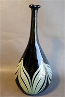 Blown Glass Bottle Vase w/Feather Pattern
