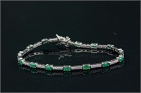 Sterling Silver 3.75ct Emerald Bracelet CRV$500