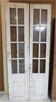 Primitive Painted and Paned Textured Glass Doors.