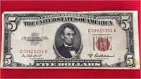 1953 A Five Dollar Red Seal Note