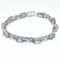 Silver Certified Blue Topaz(12.05ct) Bracelet