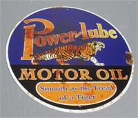 Modern tin Power-lube  sign. Measures: 7.75" H.