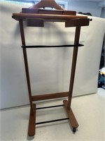 Solid Wood  Valet Stand On Casters