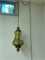 1970's Hanging Light with Green Lobe