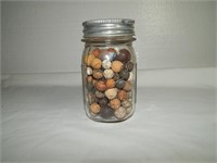 Ball Fruit Jar Full of Antique Clay Marbles