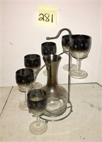MCM Silver Ombre Wine Carafe and Glasses