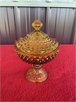Fenton Amber compote with lid