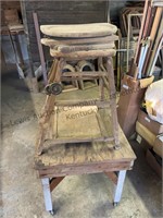 Antique high chair (partially apart), rolling