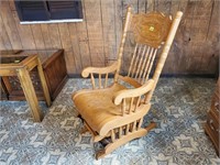 Solid oak glider rocker