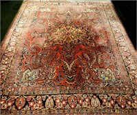 SEMI-ANTIQUE HAND KNOTTED PERSIAN WOOL RUG
