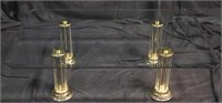 CONTEMPORARY GLASS TOP BRASS LEG COFFEE TABLE