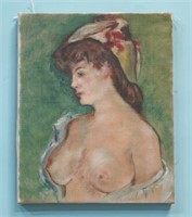 OIL ON CANVAS PAINTING OF NUDE WOMAN