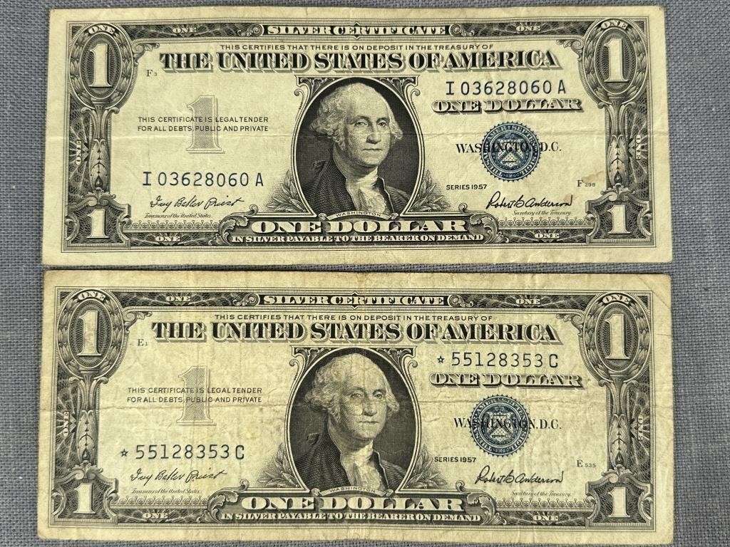 (2) 1957 Silver Certificates See Photos for