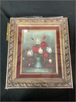 Vintage Framed Robert Cox Floral Oil on Canvas.