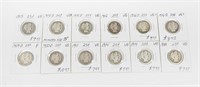 12 BARBER QUARTERS - 1909-D to 1916-D