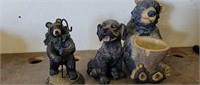 (3) Bear & Dog Statues