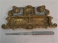 Vintage Brass Inkwell