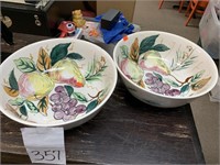 2 HAND-PAINTED FRUIT 11 “ BOWLS