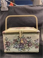 Vintage Sewing Box Embroidered Great Shape