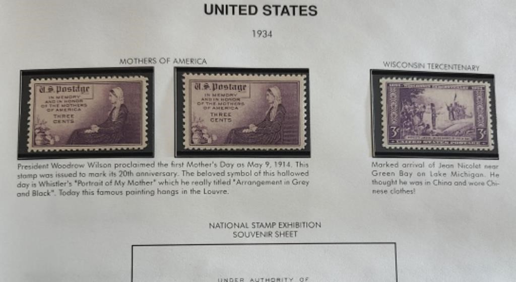 1934 3 Stamps Mothers of America