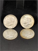 4 1964 90% Silver Kennedy Half  Dollars