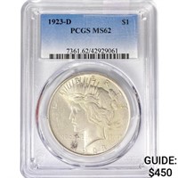 1923-D Silver Peace Dollar PCGS MS62