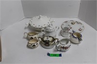 Hall Covered Bowl and Seven Sugar / Creamers: