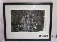 Framed black and white Indian Goddess "Durga"