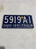 1951 Ohio trailer license plate