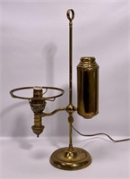 Brass student lamp, adjusts(now electric), 6" base