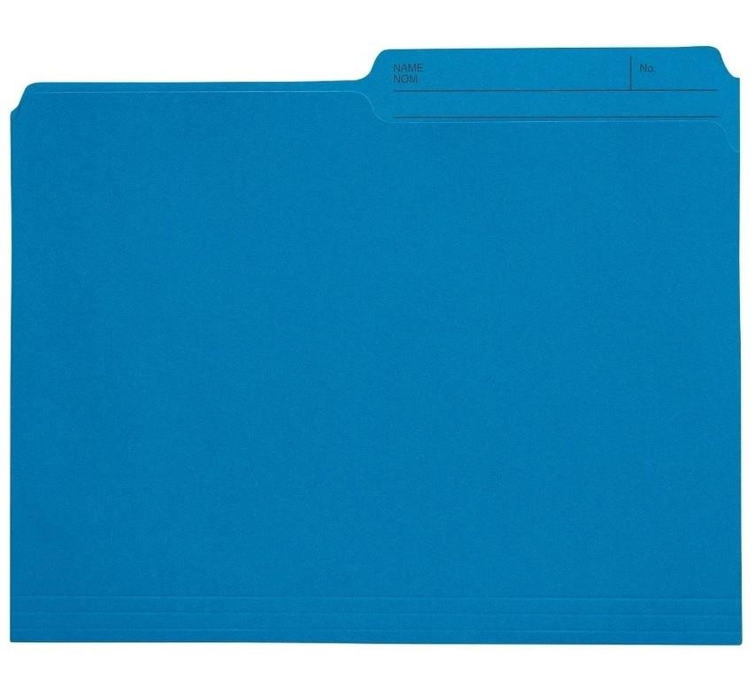 Grand & Toy Coloured File Folders, Blue 100/BX