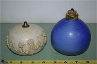 (2) Vintage Pottery Oil Lamps w/ Denmark Signed