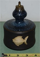 Bjurstrom Denmark Signed Pottery Fish Oil Lamp