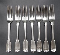 Seven George Adam's sterling silver forks