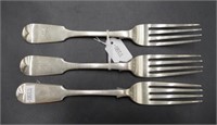 Three English sterling silver forks