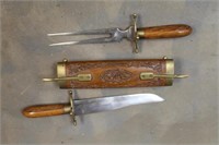 Wood/Brass Knife/Fork Set