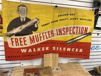 Vintage Walker Muffler advertising paper banner