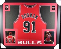 Autographed Dennis Rodman Custom Framed Jersey