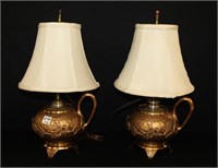 Pair of Vintage Brass converted Oil Lamps