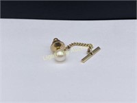 14K YELLOW GOLD CULTURED PEARL TIE-TACK