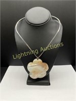 LARGE BLISTER PEARL PENDANT ON STERLING COLLAR