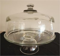 Large heavy glass cake stand