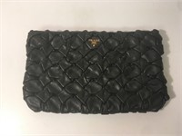 Prada Ruffle Pouch Nappa Leather Clutch